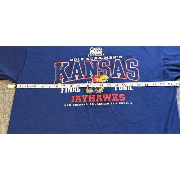 2 Kansas Jayhawks Tshirts Red Starter and Blue 2012 Final Four SZ L - Picture 10 of 16